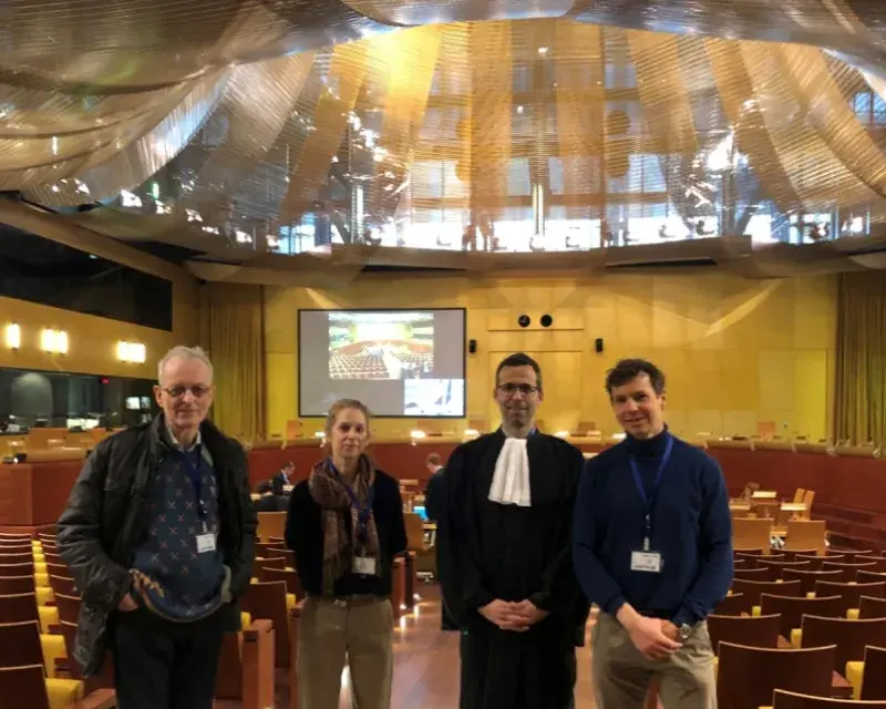 Benoît Dupret (Belgian Beekeeper), Isabelle Klopstein (Nature et Progrès Belgium), Antoine Bailleux (lawyer at the Brussels bar) and Martin Dermine (PAN Europe).